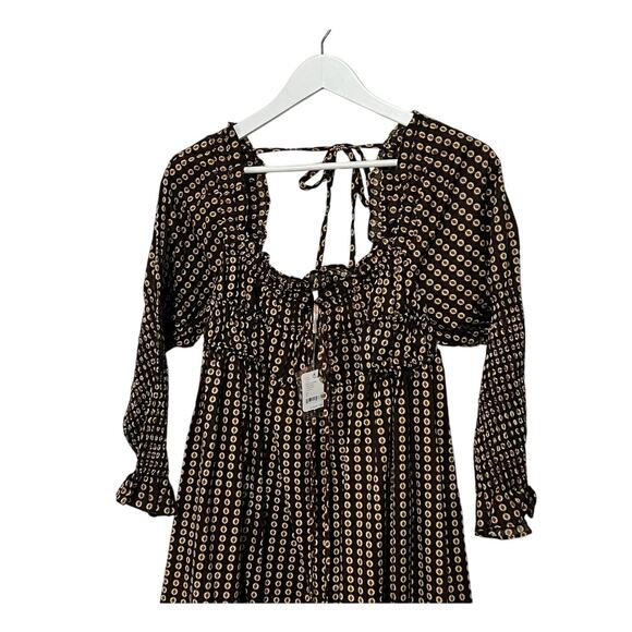 Free People Black and Cream Mini Dress - Picture 7 of 13